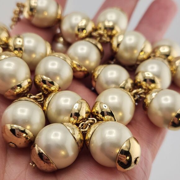 J-Crew Cha-Cha Statement Necklace Cream Glass Pearl Bauble Maximalist Going Out - Picture 7 of 8